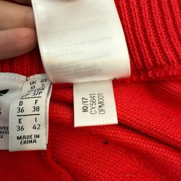 Adidas Pants Mens Small Red Joggers Athletic Three Stripes Trefoil Pockets - Picture 9 of 10